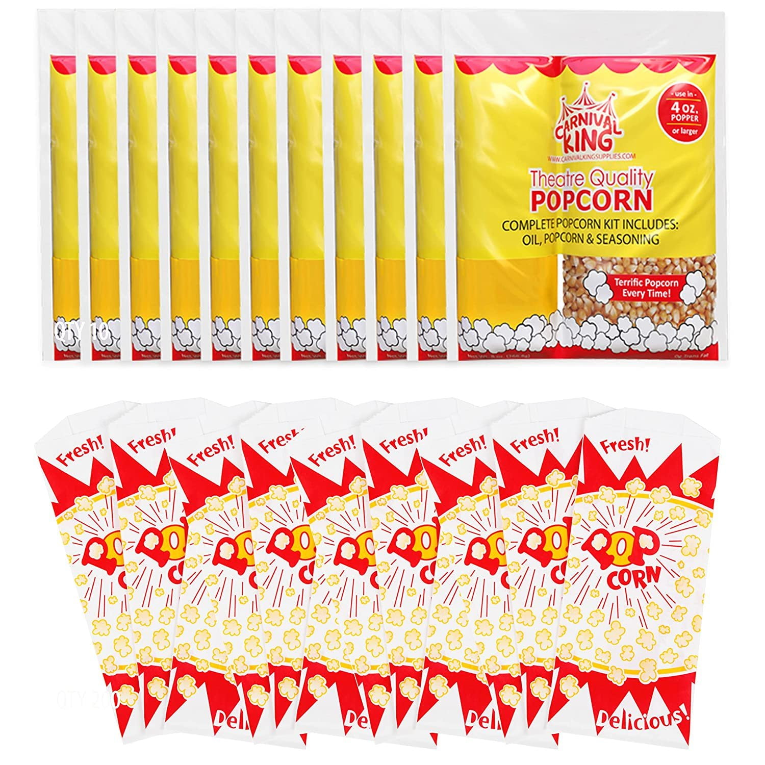 Popcorn Machine Supplies Set Refill, 10 Bags Of Popcorn Kernels Kit