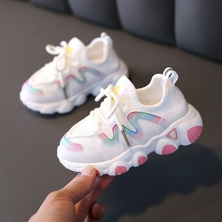 

CAICJ98 Toddler Shoes Lace Kids Toddler Up Breathable Girls Mesh Baby Shoes Soft Baby Shoes 7c Shoes for Boys White