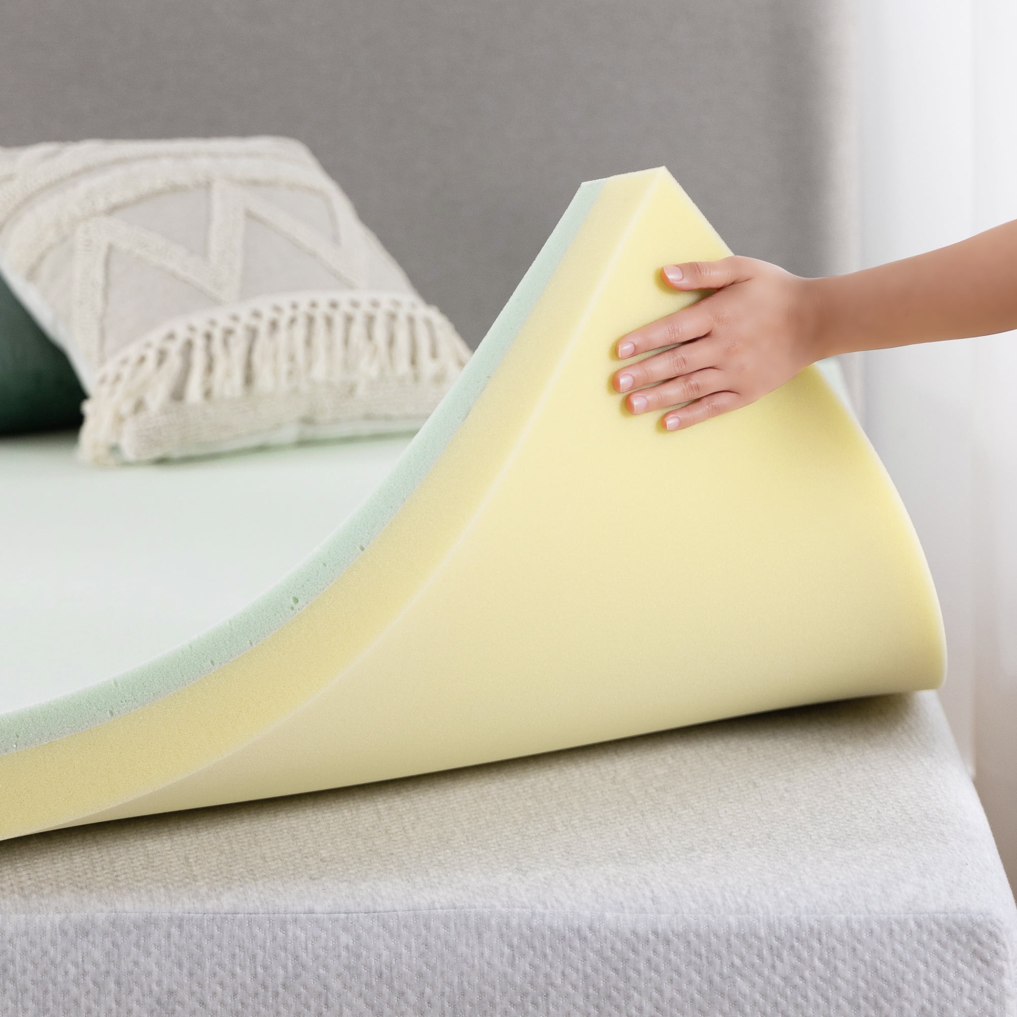 Zinus 3" Memory Foam Mattress Topper - Green Tea, Queen