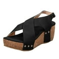 thumbnail image 2 of IUJSOY Sandals for Women 2025 Platform Wedge Sandals Criss Cross Strap Cork Slingback Summer Slides, 2 of 9