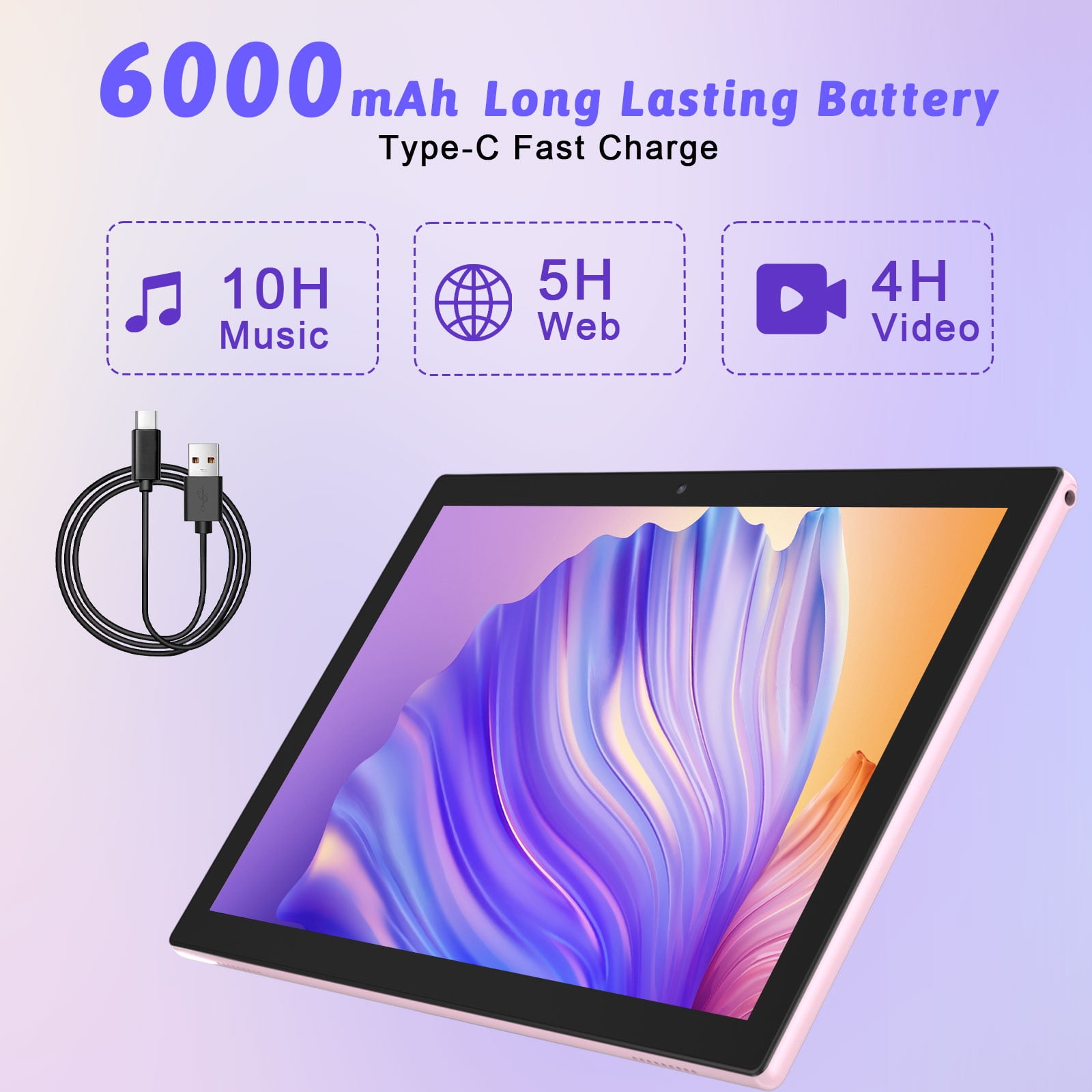 DMOAO Tablette Android 12 Avec 4Go RAM(Extensible Jusqu'à 8Go) 64Go ROM 1TB Extensible, Tablette