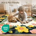 thumbnail image 4 of ODIKA 9'x12' Washable Area Rug Non-Slip, Chair-Friendly Layered Door Striped Welcome Vintage Velvet Doormat Sunburst for Dining Room, Basement, Large Office, 4 of 7