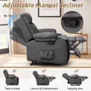Korser Manual Small Recliner Chair with Fixed Base for Small Spaces Linen Fabric for Living Room,Dark Grey