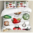 thumbnail image 1 of Vegetables Duvet Cover Set King Size, Sketchy Hand Drawn Illustration of Various Healthy Vegetation with Names Written, Decorative 3 Piece Bedding Set with 2 Pillow Shams, Multicolor, by Ambesonne, 1 of 3