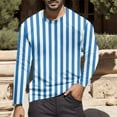 thumbnail image 2 of Mens T Shirts Crew Neck Casual Striped Color Blocked Long Sleeve Tees Stretchy Basic Trendy Fall Warm Men Shirts Blue XXL, 2 of 4