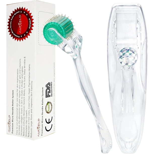 Dermaroller 2.0mm de titanio agujas individuales profesional para Cuerpo, Barba y Rostro Rodillo de Microagujas para Crecimiento Capilar, Cicatrices, Estrias Celulitis Acné y Rejuvenecimiento Facial