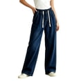 thumbnail image 2 of GUACER Drawstring Wide Leg Jeans for Women Casual High Waisted Stretch Loose Comfy Denim Pants with Pockets, 2 of 6