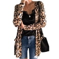 thumbnail image 1 of Qiylii Women Spring Long Sleeve Cardigan Leopard Print Open Stitch Tops with Pockets Lady Autumn Long Outwear, 1 of 2