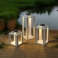 thumbnail image 4 of JONATHAN Y Leland Modern Industrial Integrated Indoor/Outdoor LED Solar Powered Lanterns, White (Set of 3), JYL2604B-3SET, 4 of 7