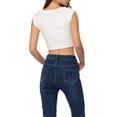 thumbnail image 3 of MODA NOVA Juniors Basic Deep VNeck Criss Cross Front Sleeveless Knit Crop Top, 3 of 5