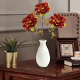 thumbnail image 3 of 3PCS 13.4 Inch Red Brown Artificial Magnolia Stem Spray, Gold Stamen Faux Floral Pick Bendable Wire Stem for Fall Thanksgiving Arrangement Centerpiece Indoor Home Decor, 3 of 5
