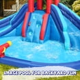 thumbnail image 5 of Action Air Water Slide, Inflatable Waterslide with Large Pool, Blue Bounce House with Double Slide and Climbing Wall, 5 of 7