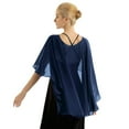 thumbnail image 4 of Miaeowve Women Soft Sheer Chiffon Bolero Shrug Wedding Capes Shawl Wrap for Bridesmaid Dress Cover Up Navy Blue One Size, 4 of 7