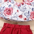thumbnail image 5 of Mercatoo Baby Outfit Green Outfits Shorts Sleeve Baby Floral Toddler Girls Tops Printed Fly Girls Outfits&Set, 5 of 8