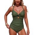 thumbnail image 2 of Women's One Piece Swimsuits Tummy Control Cutout High Waisted Bathing Suit Wrap Tie Back Swimwear, 2 of 5
