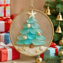 Christmas Tree Ornament Coastal Inspired Sea Glass Nativity Christmas Ornament Handmade Ocean Beach Themed Hanging Ornaments, Gifts for Christmas Family Gatherings Sea Lovers