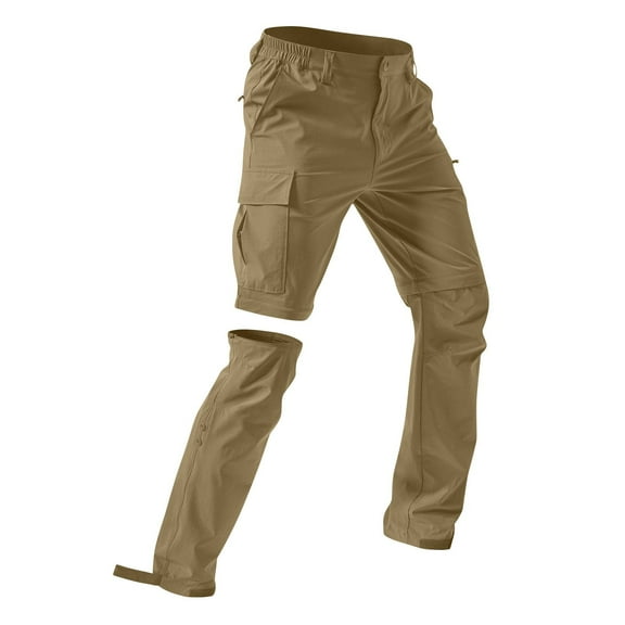 Xyxonk Fishing Pants for Men Convertible Hiking Quick Dry Waterproof Pant Zip Off Safari Travel Cargo Work Pants Lightweight Outdoor Solid Color Pants with Pockets Khaki XXL