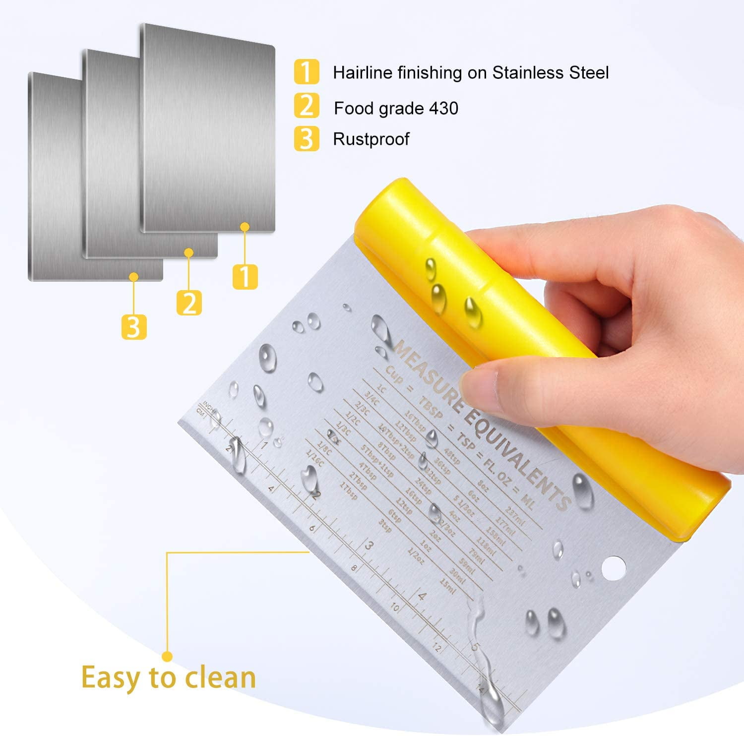 Buy 2 in 1 Dough Pastry Scraper/Cutter/Chopper Stainless Steel with