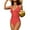 Coral, variant on Charmo Womens V Neck One Piece Swimsuits Ruched Tummy Control Monokini Bathing Suits