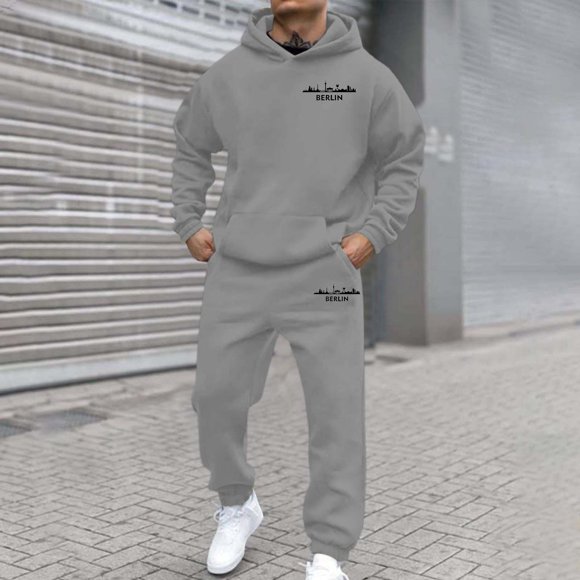 HUITKMM Mens Oversized Hoodie Men's and Women's Autumn and Winter Fashion Casual Letter Printed Sports Long Sleeved Hoodie Set 3587