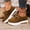 Brown, variant on YOUYEDIAN Loafers for Women Fall Winter Versatile Comfortable Platform Heel Flats Square Toe Fashion Strap Design Slip On Shoes
