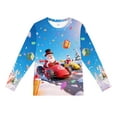 thumbnail image 4 of Little Hand Toddler Boys Long Sleeve T-Shirts Christmas Graphic Racing Car Top Tees Blue Cotton Crewneck 4-10T, 4 of 5