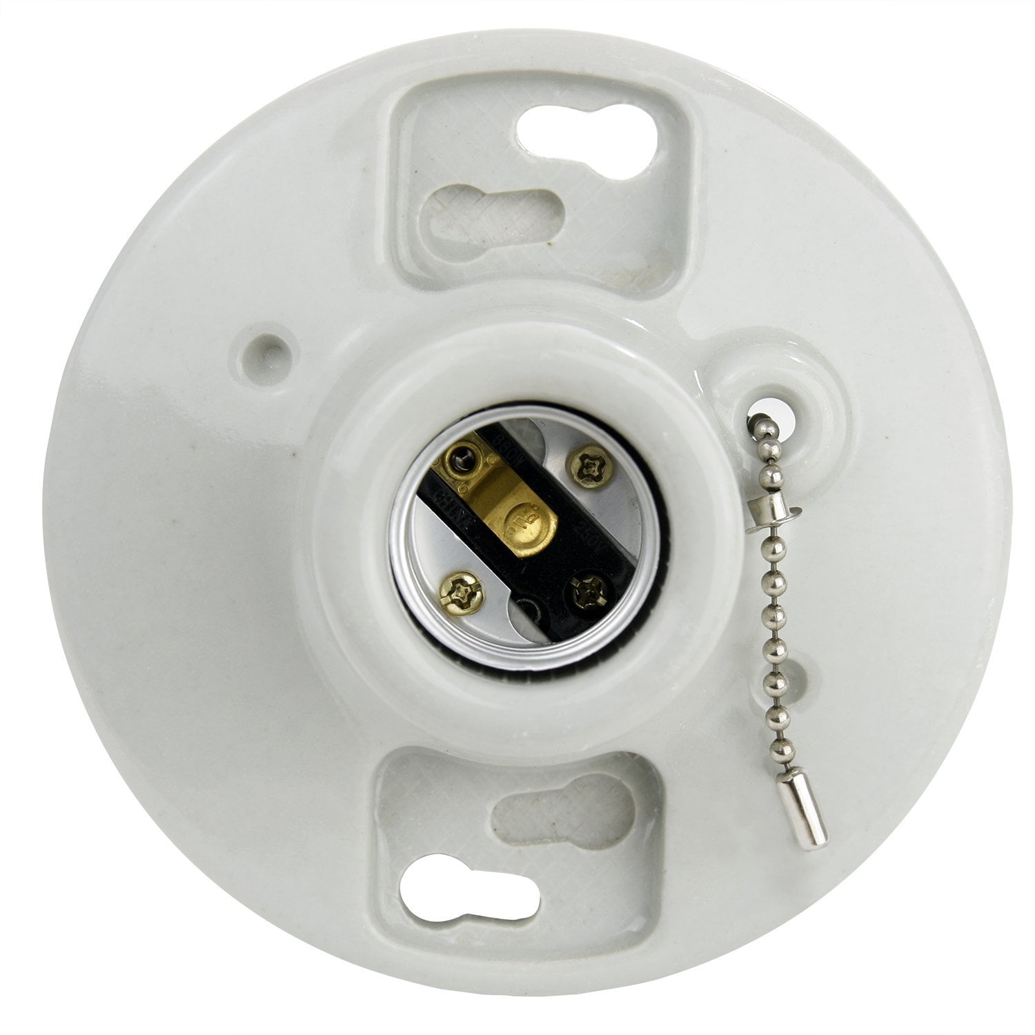 "20120SU E198/CD1 Porcelain Lamp Holder with Pull Chain, Porcelain