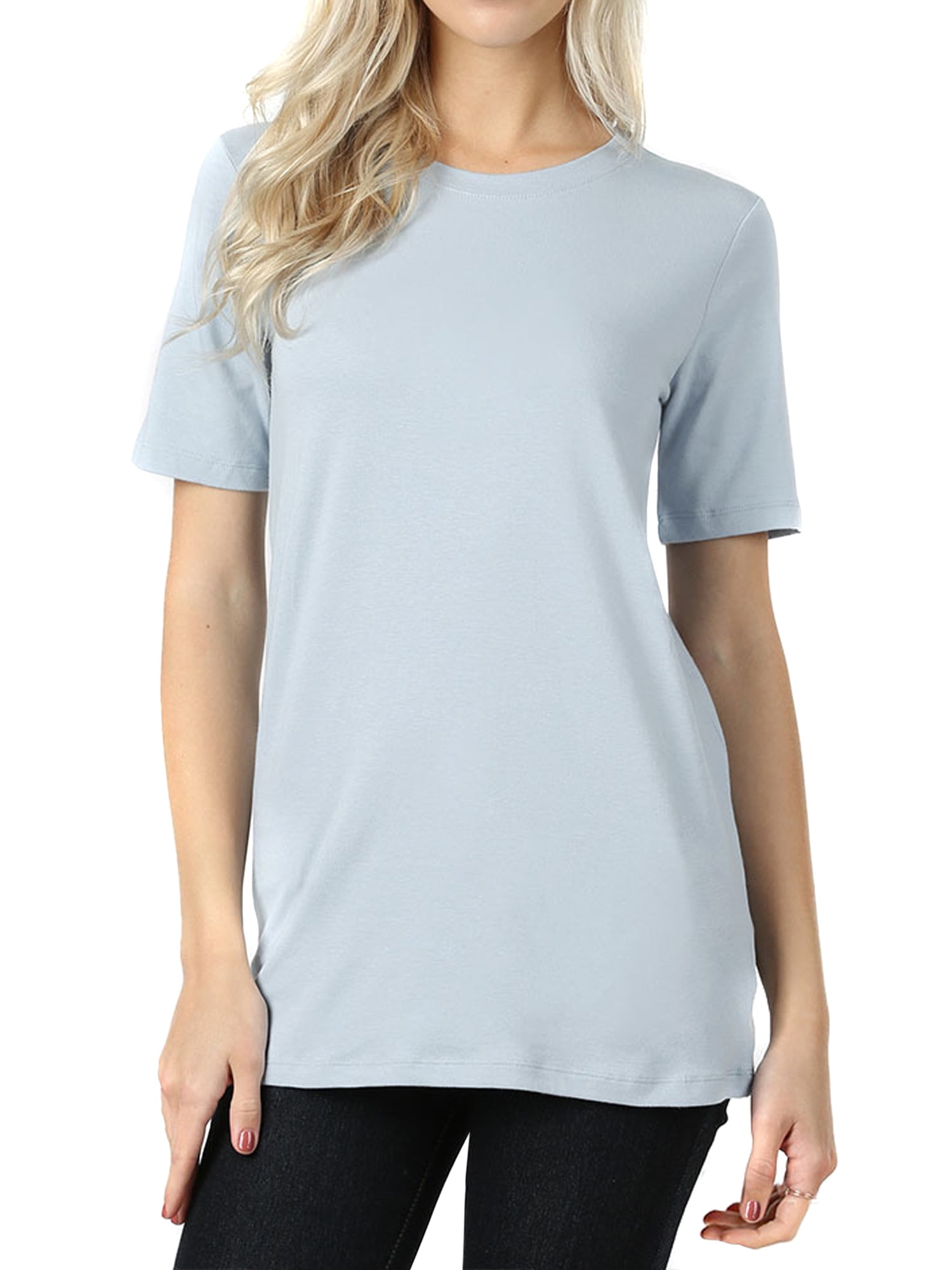 Women's Cotton Crew Neck Short Sleeve Relaxed Fit Basic Tee Shirts ...