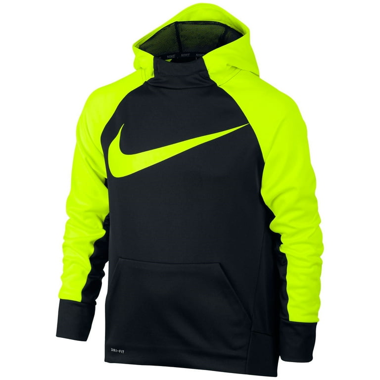Nike Boys' Therma Swoosh Graphic Hoodie - Black/Volt Size L - Walmart.com