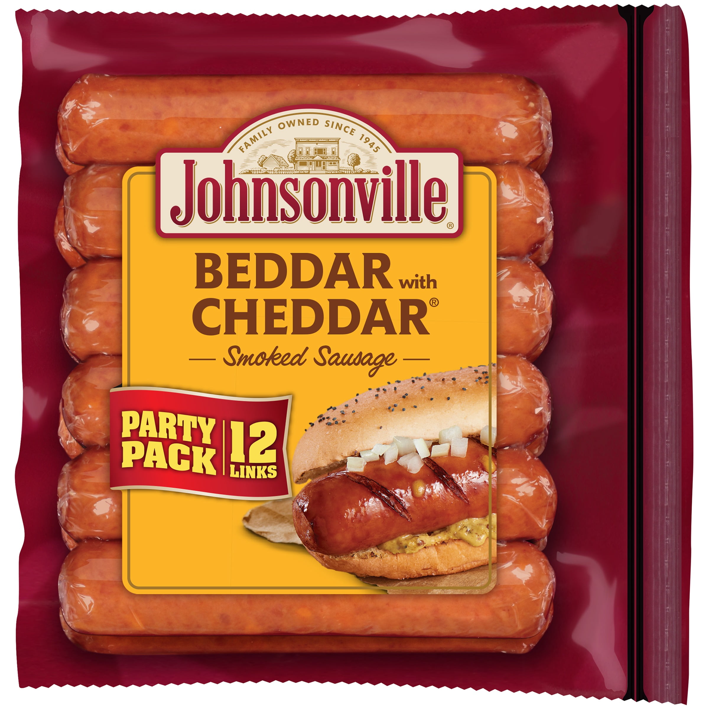 Johnsonville Beddar with Cheddar Smoked Sausages Party Pack, 28 oz, 12 Count