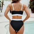thumbnail image 4 of TMOYZQ Women's Swimsuit Set High Waisted Bikini Sets V Neck Two Piece Swimsuit Color Block Trim Twist Front Spaghetti Straps Fashion Bathing Suits Black S~XXL, 4 of 6