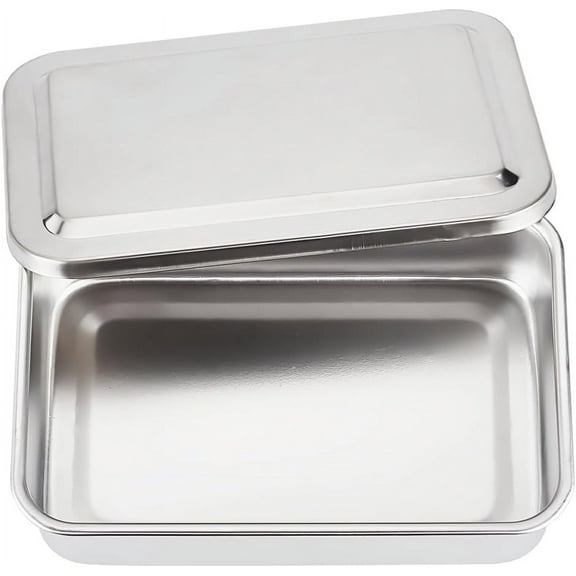 Stainless Steel Instrument Tray Organizer 3.9x5.8x1.7 Inch Instruments Solid Box with Lid Rectangle Sterilization Box Container Lab Instrument Tools Trays