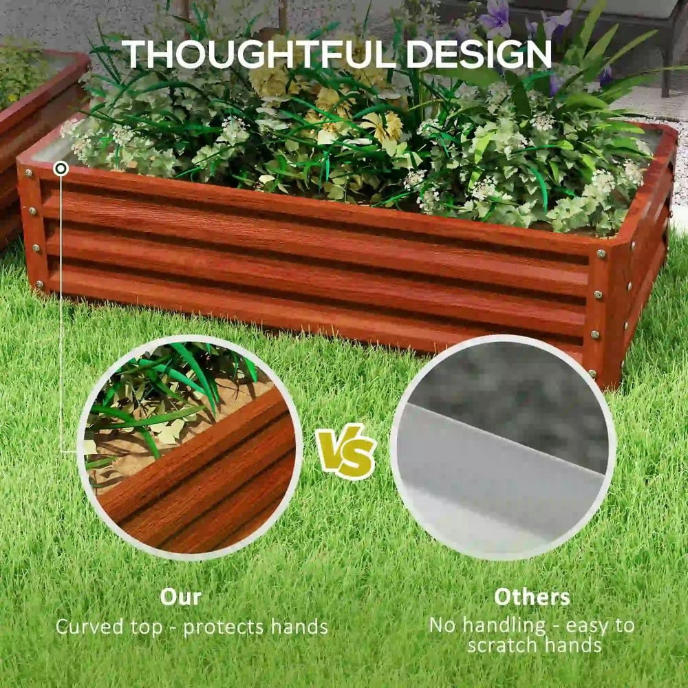 Spaco Galvanized Raised Garden Bed, 4' x 2' x 1' Metal Planter Box for Outdoor Growing Vegetables, Flowers, Herbs, Succulents, Brown