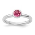 thumbnail image 5 of Auriga Fine Jewelry 925 Sterling Silver Low 5mm Round Pink Tourmaline Ring for Women Size 9, 5 of 6