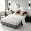 thumbnail image 4 of Manfei Neutral Geometric Checkered Twin Bedding, Abstract Bedding Comforter Set, Black White Beige Gray, Gray Reversible 7pcs, 4 of 6