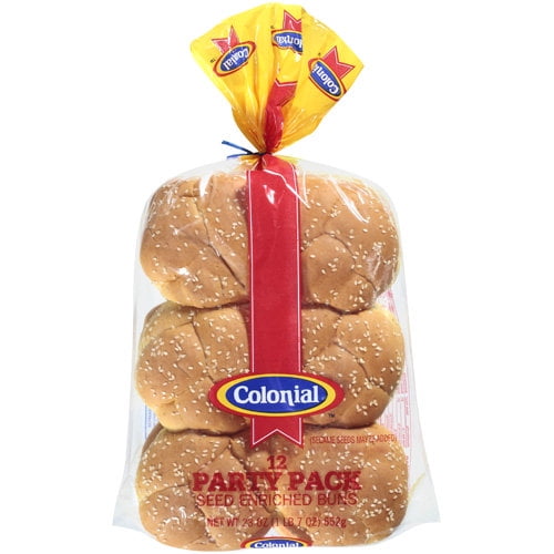 Colonial Party Pack Seeded Hamburger Buns, 12 count, 23 oz Walmart