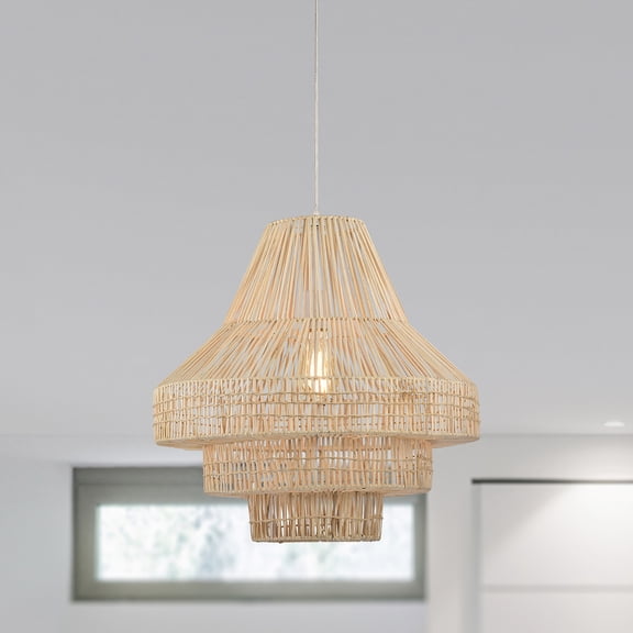 Home Accessories Anita Cream 1-Light 3-Tier Rattan Basket Pendant Light