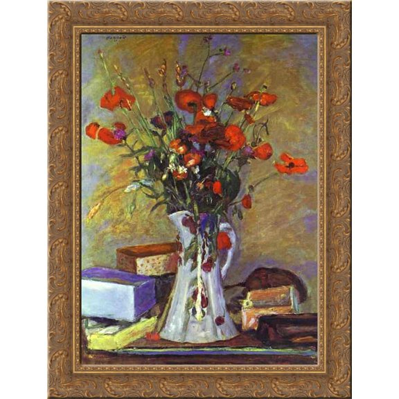 Poppies 20x24 Gold Ornate Wood Framed Canvas Art by Bonnard, Pierre