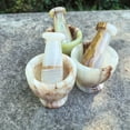 thumbnail image 5 of Mortar and Pestle Set Green 3” Handmade Afghan Jade Garlic Crusher Nut Grinder, Spice Crusher, Grinder Bowl for Kitchen, 5 of 7