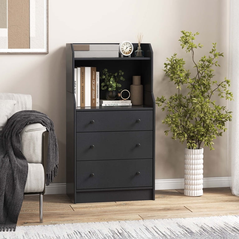 black three drawer dresser Lolly 3-Drawer Changer out stop Ascias Black 3 Drawer Dresser