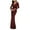 Wine, variant on Hvot&aat Women's Elegant V Neck Sequins Maxi Dresses with Long Sleeve Empire Waist Formal Party Dresses for Wedding Gusets