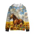 thumbnail image 4 of KUIFORTI Sunflower Horse Sweater for Boys Fleece-Lined Skin-Friendly Active Performance Zip Up Hoodies for Boys Polyester Casual Long Sleeve Jacket 6-7 for Outdoor Activity, 4 of 6