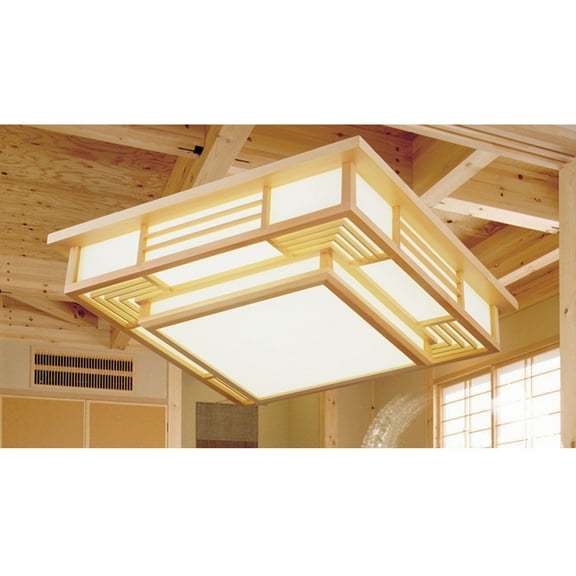 Autrinix Wooden Ceiling Lamp With Remote Control, 3-Color Adjustable LED Light, Japanese Style Fixture for Kitchen, Dining Room & Hallway
