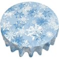 thumbnail image 2 of Christmas Round Tablecloth 70 Inch Blue White Snowflake Round Table Cloth Xmas Winter Holiday Table Covers Polyester Indoor Outdoor Tablecloths for Kitchen Dining Picnic Party, 2 of 6