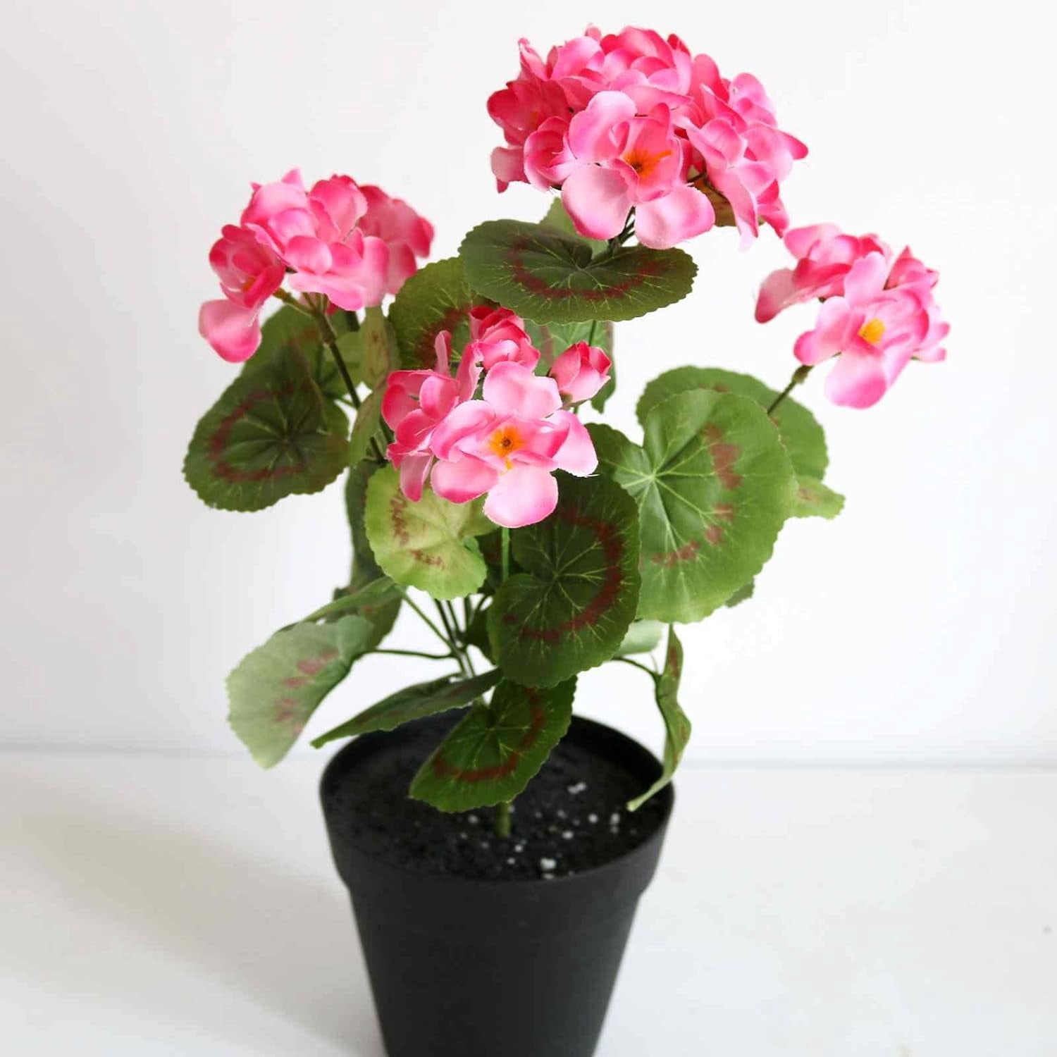 Artificial Flowers Geranium Bush Begonia Silk Flowers for Outdoor Indoor Artificial Plant Flowers for Patio Lawn Garden Decor (4PCS Red)