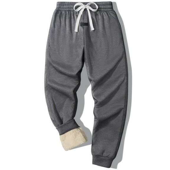 SPEEDRUN Men's Fleece Winter Pants Sherpa Lined Active Joggers Sweatpants Drawstring Zipper Pockets Elastic