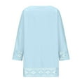 thumbnail image 4 of Women's Lace Short Sleeve Round Neck T Shirt Casual Outdoor Comfortable Blouse Top For Spring Summer Fall Tech T Shirt Womens Running Tee Shirts Womens Long Sleeve T Shirts Long Sleeves Women Casual, 4 of 5