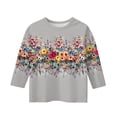 thumbnail image 4 of Iaqnaocc Shirts for Kids Girls Size 8 3/4 Sleeve Cute Western Ethnic Style Pullover Tops Girls Fashion Crew Neck Shirts Basic Casual Gifts for Teen Girls Gray 8-9 Years, 4 of 4