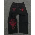 thumbnail image 1 of Womens Polyester Printed Oversized Baggy Wide Leg High Waist Full Length Jeans, 1 of 9