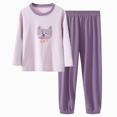 CAUYDY Toddler Baby Boy Clothes 2Pcs Pjs Infant Outfit Print Sweatshirt + Pants Set Fall Winter Loungewear(L101-Purple 14-15 Y)